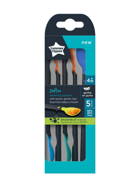 Tommee Tippee 5x Soft Tip Weaning Spoons (Blue) image number 2